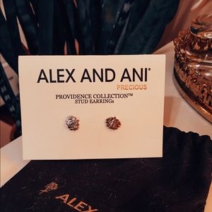 Alex AND ANI Sterling Silver Lotus Studs